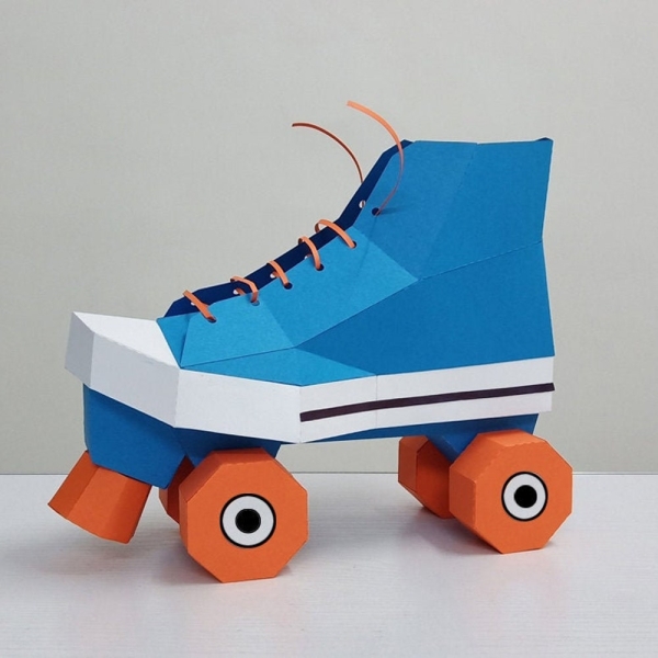 DIY Papercraft Roller skate shoes,Canvas shoe,Skate shoes,3d shoe,Paper shoe,Roller derby skates,Print and fold,Instant digital download
