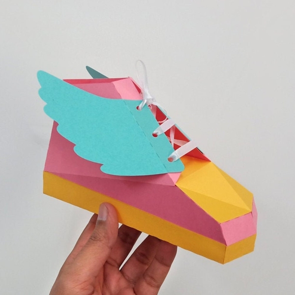 DIY Papercraft shoes,Canvas shoe,Shoe favor box,3d shoe,Baby shoe,Roller derby skates,Baby shower favor,Low poly shoe,Printable templates