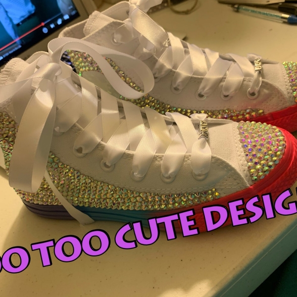 Blinged Blinged High Top Canvas Shoes! Kid sizes!