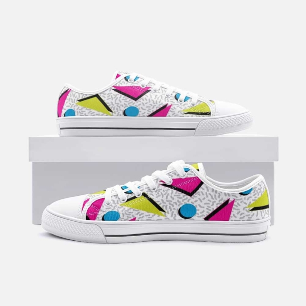 Retro 90s Memphis Aesthetic COME ON! Unisex Low Top Canvas Shoes