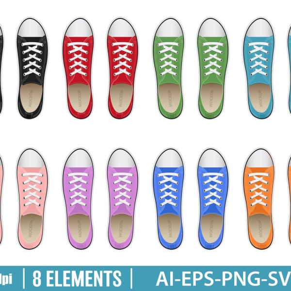 Sneakers Shoes Clipart Vector Casual Footwear Illustration Sporty Design Fashionable Sneakers Artwork Digital Graphic Printable Download