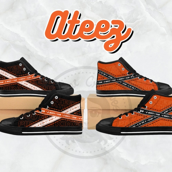 Kpop-inspired Sneakers ATEEZ, Women's High-top Sneakers, Men's High-top Sneakers, Custom Made Sneakers, ATEEZ Canvas Shoes
