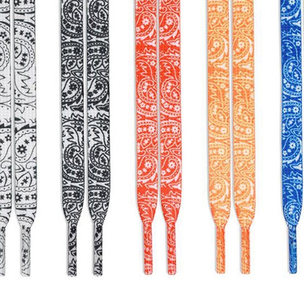 Flat Paisley Shoe Laces,White/Black/Blue Cashew Nut flower Replacement Sport Shoelaces,Fashion Sneaker Laces For The Ten
