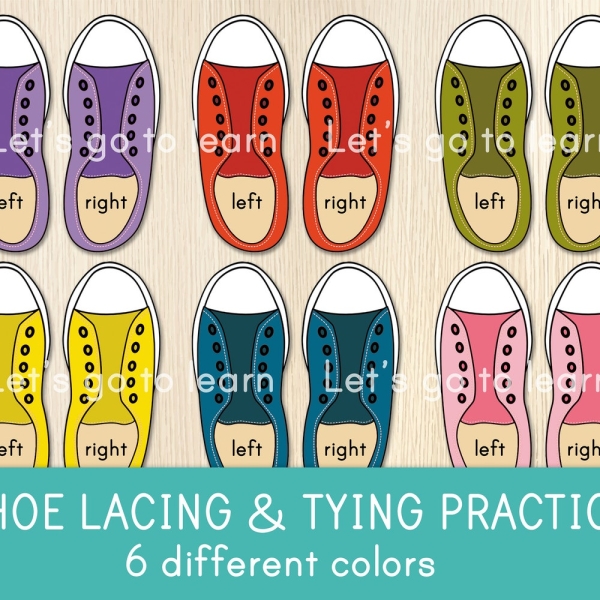 Shoe Lacing & Tying Practice - Shoelaces - Fine Motor Skills Activity - Montessori - Preeschool, Kindergarten - Homeschool - Educational