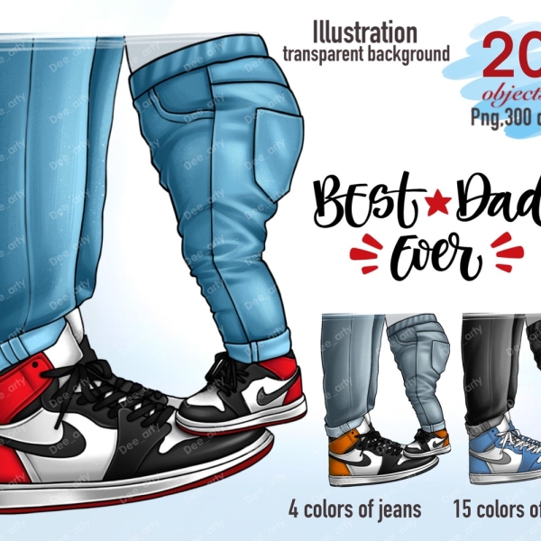 Dad son shoes clipart, Fathers Day clipart, Fashion man clipart, Sneakers clipart, Family look clipart, Legs in sneakers, instant download