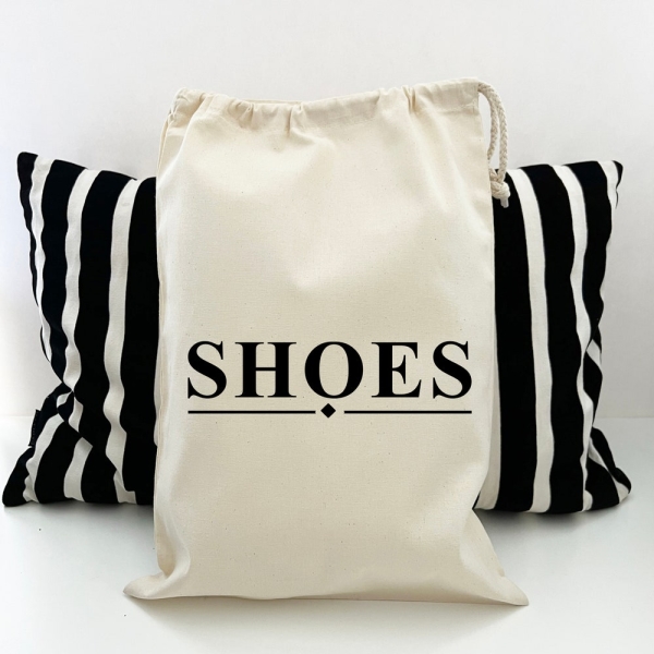 SIMPLE SHOE BAG, Home And Travel Shoe Bag, Dust bag for shoes, trainers, pumps, heels, sandals, Shoe Storage, Shoe organisation, Cotton Bag
