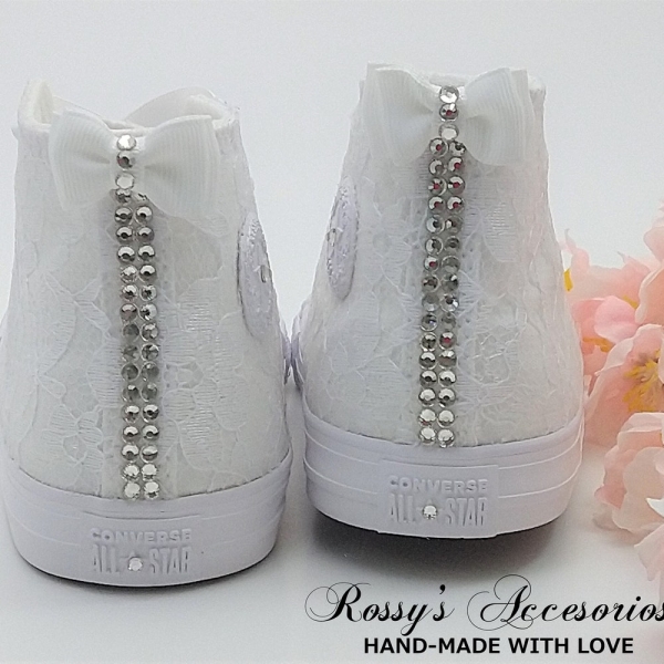 Converse Shoes For Toddler Girls /White Canvas Lace Converse /High Top Lace Sneakers/First Communion Shoes/Baby Toddler Girls/Littler  Girls