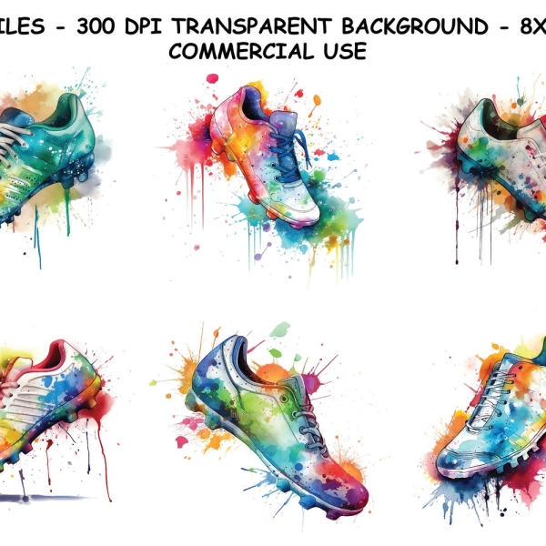 SOCCER SHOES WATERCOLOR Clipart, Soccer Printable Watercolor Art, Soccer Shoes Png