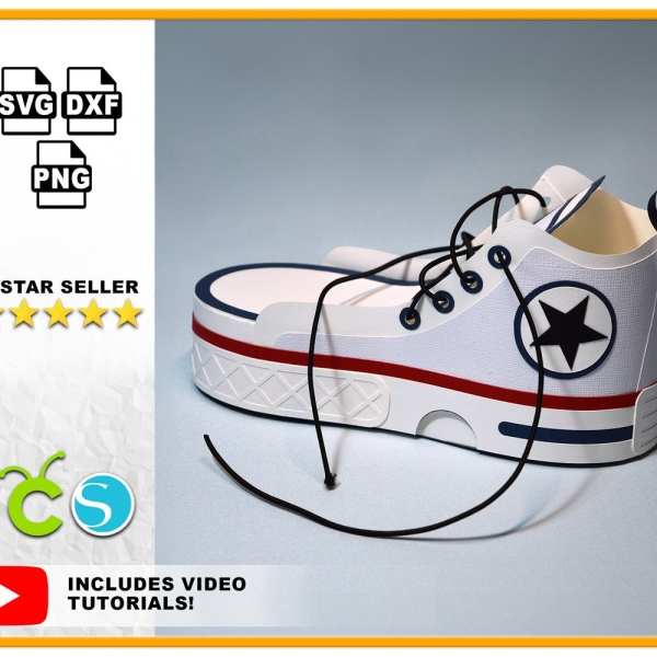 3D Sneaker Gift Box SVG 3D Canvas Sneaker Box Trainer Gift Box for Cricut and Silhouette 3D Shoes Shoe Gift Box SVG Cricut Favor Box