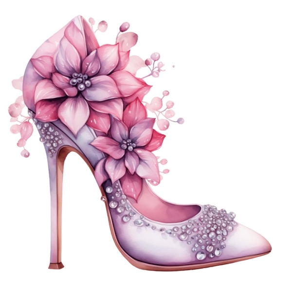 Floral Prom Shoes Clipart | 10 JPG | High Heels Clipart Floral Shoes Watercolor Clipart Printable Clipart Digital Download Paper craft