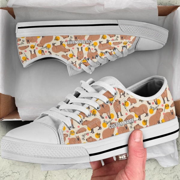Capybara Custom Name Sneakers / Capybara Low Top Shoes / Capybara Low Top Sneakers / Capybara Custom Print Shoes