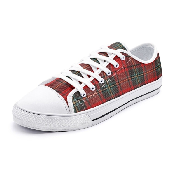 Red Tartan Shoes Scottish Canvas Unisex Low Top Canvas Shoes Plaid Shoes
