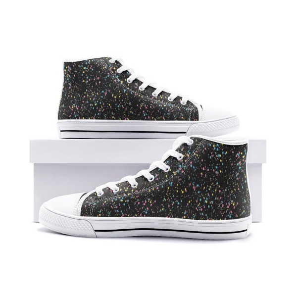 Retro Drip Color Splatter PatternUnisex High Top Canvas Shoes