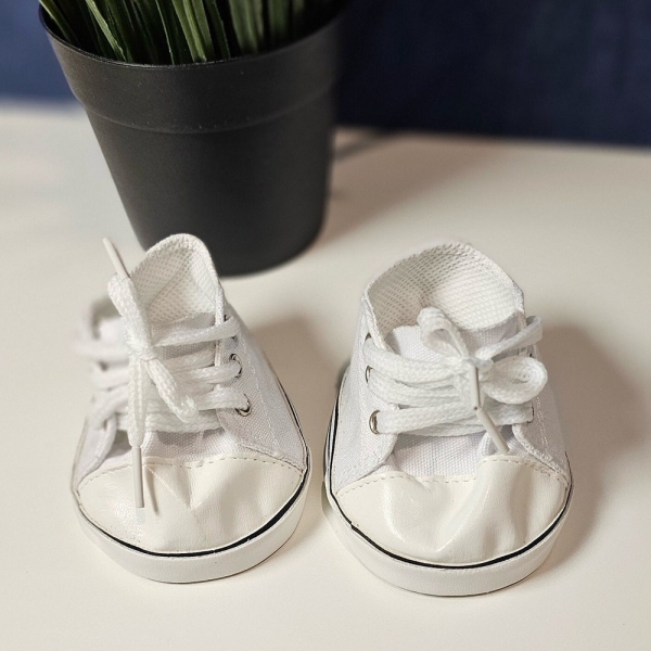 Canvas White Shoes, Luna Bear Shoes, 14 inches CPK/Cabbage Patch Kid shoes
