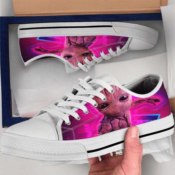 Baby Groot Shoes, Groot Converse Style Shoes, Groot left Gift Idea, Women's Men's High Top Sneakers