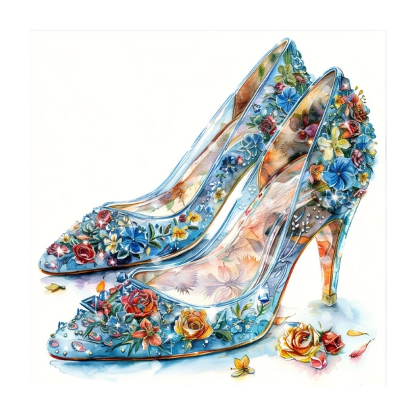 16 JPG Cinderella Crystal Shoes Clipart, Cinderella shoe jpg, Watercolor clipart, High quality JPG , Paper craft image of a crystal shoes