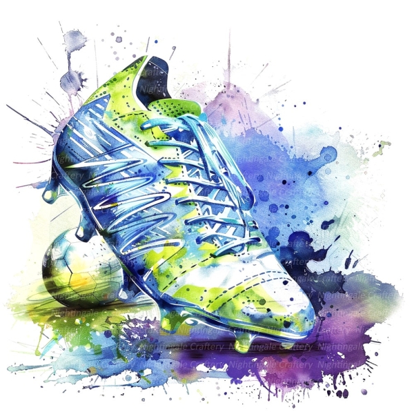 12 Soccer Boots Clipart, Soccer Shoes, Printable Watercolor clipart, High Quality PNG/JPGs, Digital download, Paper craft, journals