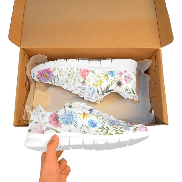 Women’s floral print sneakers, lace up athletic shoes ,enjoy comfort style and convenience summer shoe collection Womens Breathable Sneakers
