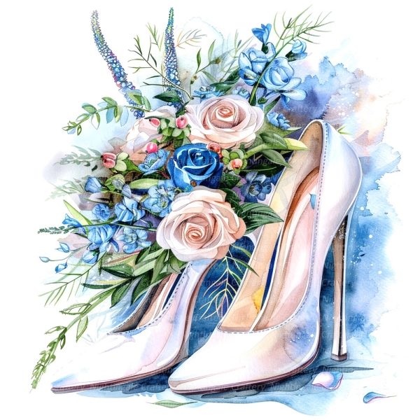 10 Floral Prom Shoes Clipart, High heels Clipart, High Quality JPGs, Watercolor clipart, Printable clipart, Digital download, Paper craft