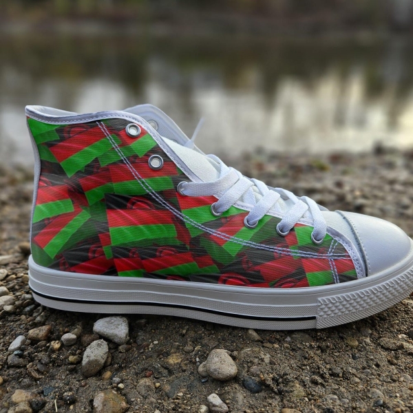 Malawi Flag Converse Style Canvas Sneakers, Malawi Converse Style High Tops, Comfort Walking Shoes, Malawi Pattern Shoes mens womens kids