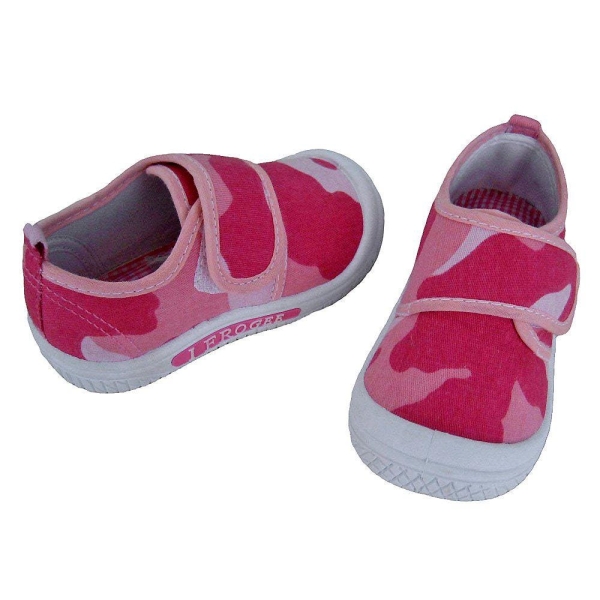 Pink Camo Canvas Squeaky Shoes for Baby Girls - Size 7 or 8 (US Toddlers)