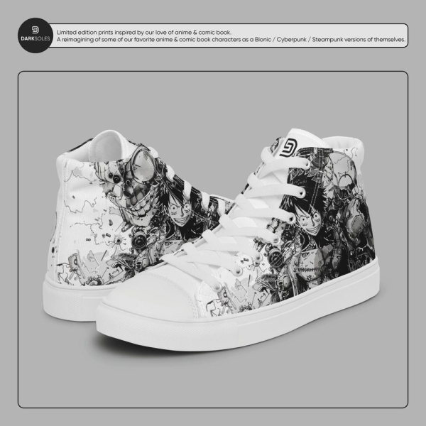 Men's High-Top Canvas Shoes | Anime Shoes | Bionic Luffy | One piece Inspired Canvas Shoes | High Top | Converse Shoes
