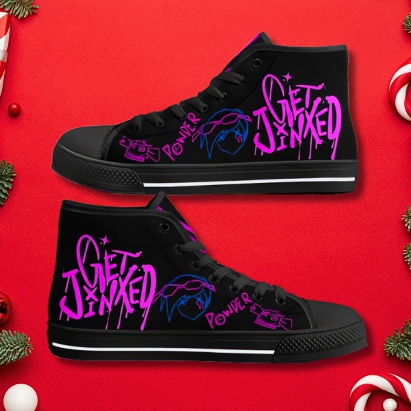 Arcane get jinxed custom canvas high top shoes arcane gift merch gift for her gift christmas gift arcane lol womens mens kids converse shoes