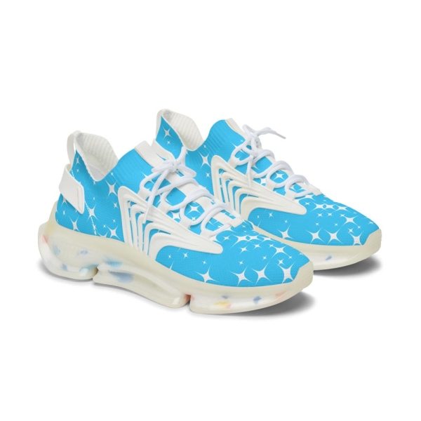 Light Blue Sparkling Women's Mesh Sneakers Trendy Athletic Shoes, Fashionable Footwear, Lightweight Running Shoes, Ideal for Casual Outfits