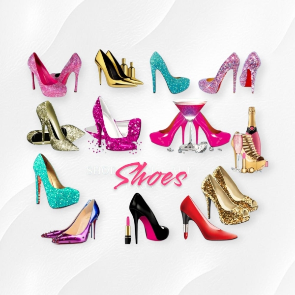 Womens Shoes Clip Art, High Heel PNG, Transparent Background, Clip Art Sublimation Images, Commercial Use Ok!