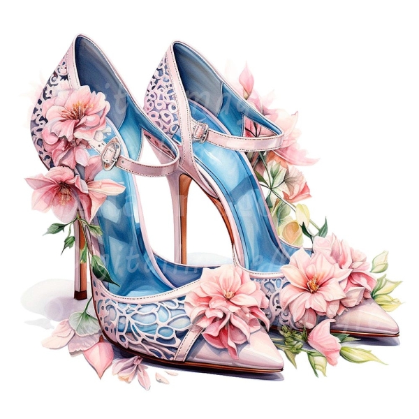 34 Floral Prom Shoes Clipart PNG, High heels Clipart, Digital Clipart, Watercolor clipart, Printable clipart, Digital download, Paper craft
