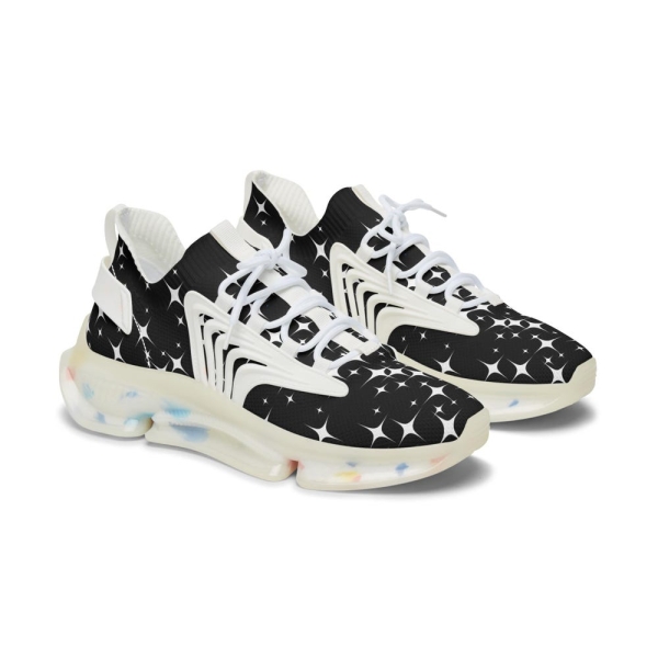Black Sparkling Women's Mesh Sneakers Trendy Athletic Shoes, Fashionable Footwear, Lightweight Running Shoes, Ideal for Casual Outfits