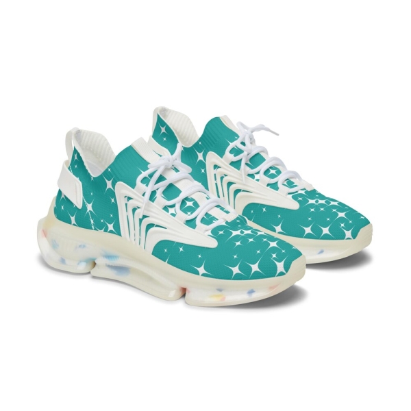 Teal Sparkling Women's Mesh Sneakers Trendy Athletic Shoes, Fashionable Footwear, Lightweight Running Shoes, Ideal for Casual Outfits