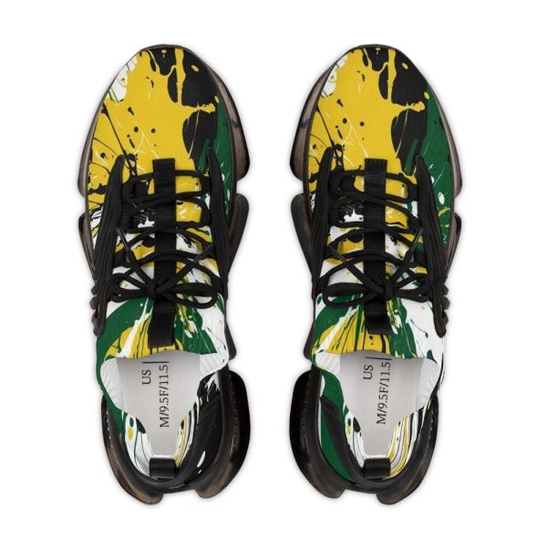 Color Splash Men's Sneakers, Yellow Green Black White Shoes, Athletic Footwear, Stylish Trainers, Casual Sneaks, Street Style Kicks, Sports