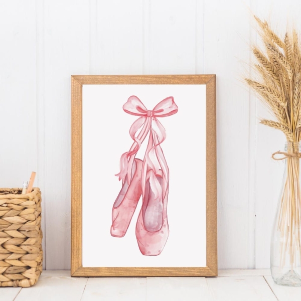 Pretty in Pinks Wall Art, Pink Ballet Shoes, Pink Picture, Pink Wall Art, Poster