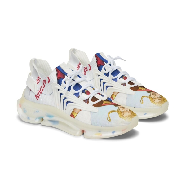 Captain Marvel Mesh Sneakers with Vibrant Graphic Print, Stylish Workout Shoes, Unique Casual Footwear, Great for Daily Wear, Trendy