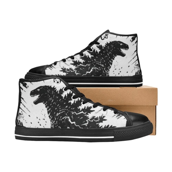 High Top Shoes High top sneakers Godzilla Kids Shoes Godzillas children sneakers Gojira sneakers Kaiju Comics Retro sneaker