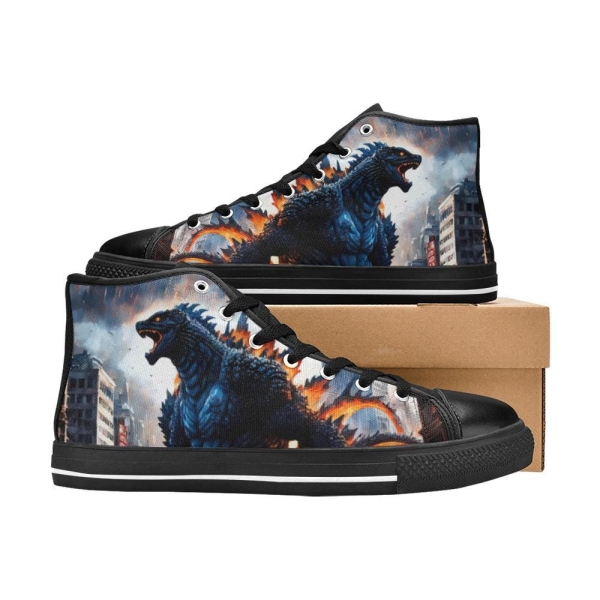 High Top Shoes High top sneakers Godzilla Kids Shoes Retro Godzillas children sneakers Gojira