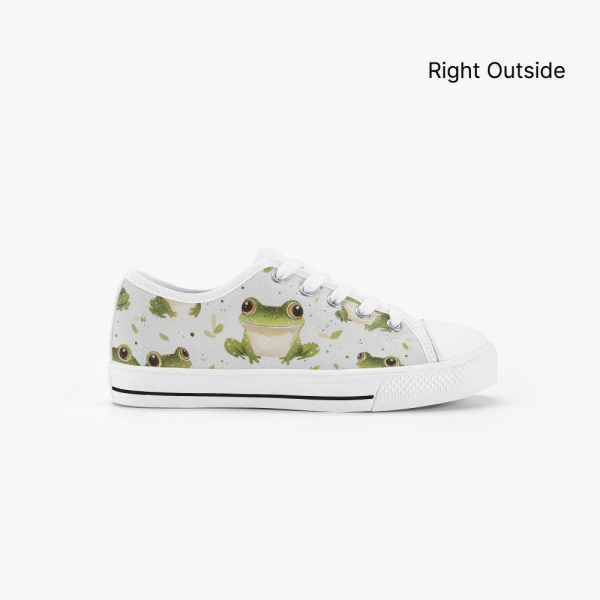 Frog-Themed Canvas Sneakers for Kids: Stylish Low-Top Footwear with Fun Amphibian Design Gift for Birthday Personalized Children Trainers