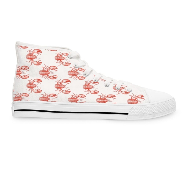 Lobster Crab High Top Sneakers, Fun Beach Shoes, Women's Casual Footwear, Summer Vibes Sneakers, Stylish Unique Gift, Coastal Fashion