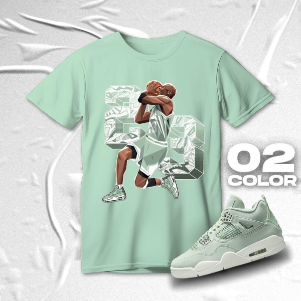 AJ 4 Seafoam Sail Black White T Shirt Match Number 23 MJ   - Bella Canvas Shirt