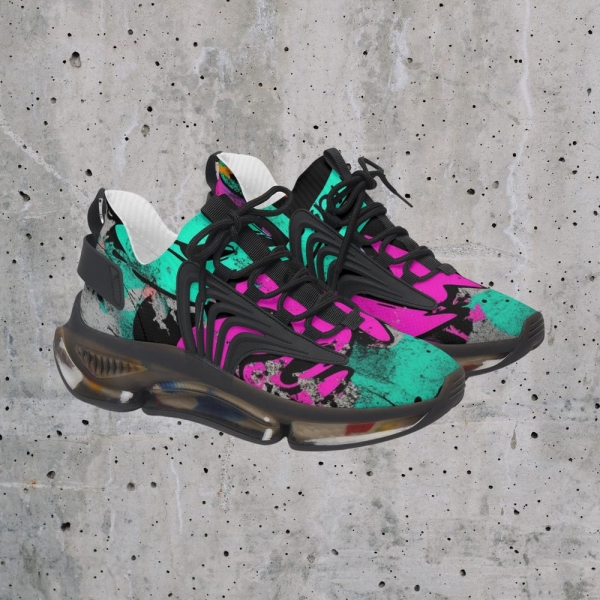 Sneakers, Urban Art Women's Mesh Shoes, Graffiti, Streetwear, Breathable Memory Foam, Casual Athletic Footwear, Yoga Shoes, Comfortable